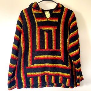 Black Rasta hooded poncho